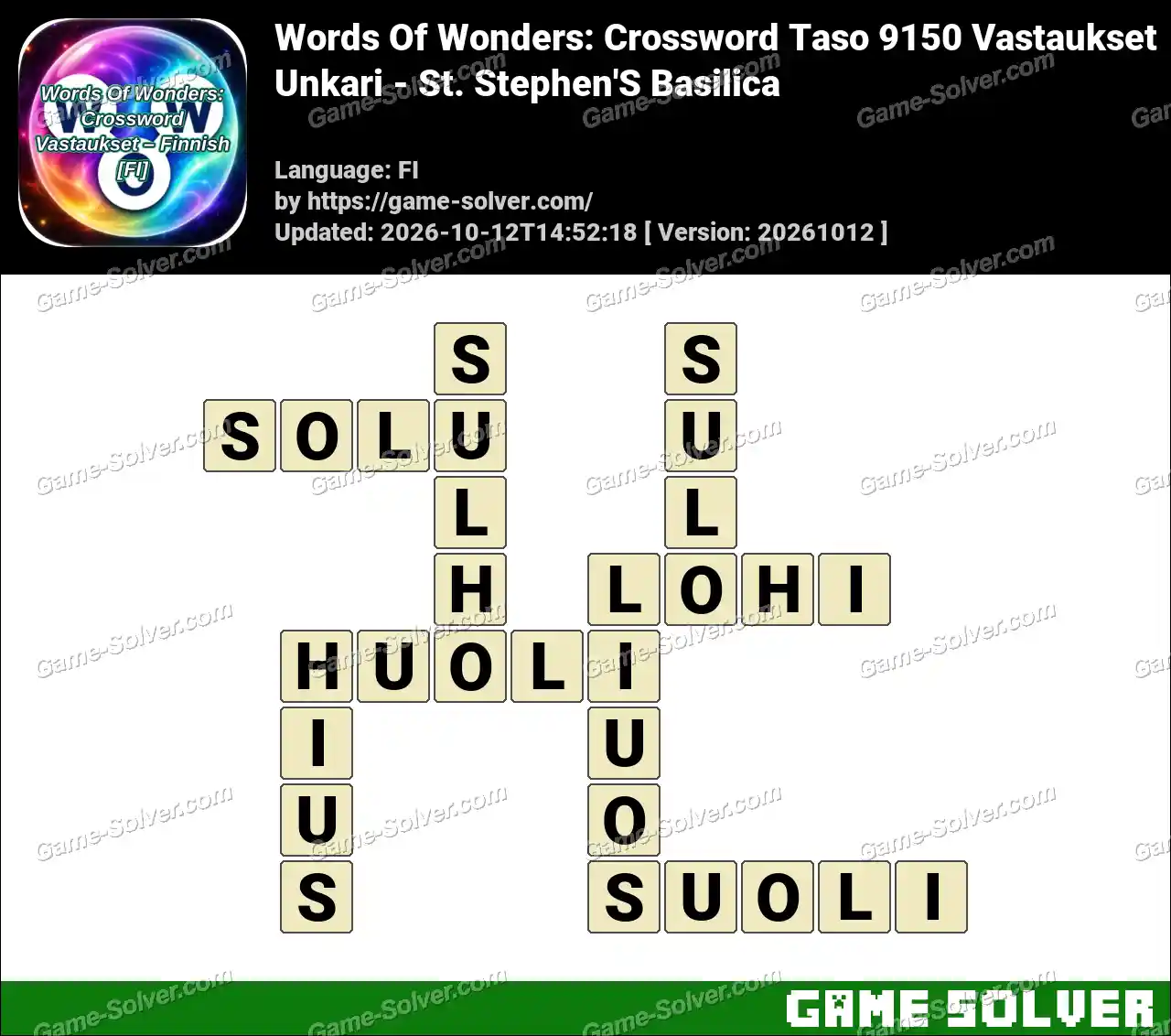 Words Of Wonders: Crossword Taso 9150 Vastaukset – Unkari – St. Stephen’S Basilica